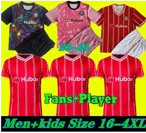 

player fans 23 24 bristol city soccer jerseys home red 2023 2024 robins paterson wells weimann mens kids kits full sets camisetas de futbol, Black;yellow
