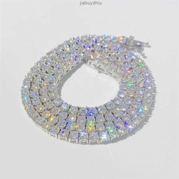 

pass test 3mm 4mm 5mm 6mm 925 sterling silver vvs moissanite diamond tennis chain iced out men women necklace