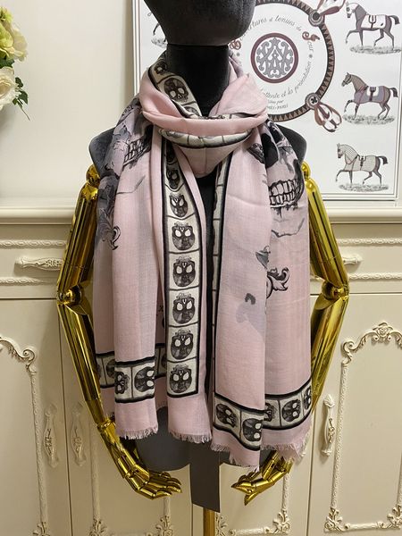 

women's long scarf scarves shawl cashmere material thin and soft pink print flowers pattern size 190cm -68cm, Blue;gray