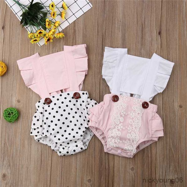 

clothing sets baby romper set infant jumpsuit overall sleeveless girls 2020 summer floral dot casual clothes, White