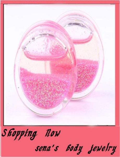 

60pcs mix 616mm pink liquid glitter ear flesh tunnel body jewelry piercing ear plug tunnel7134310, Silver