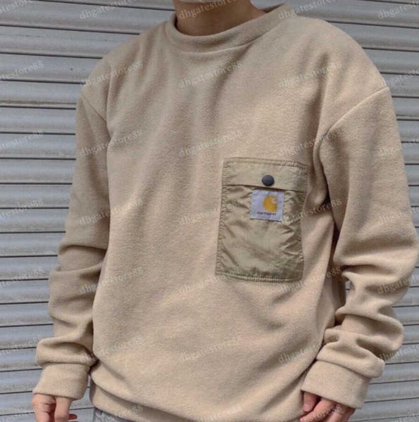 

mens sweater designer hoodie carhart embroidered crew neck sweatshirt tech fleece coat men long sleeve tshirt loose oversize sweaters sports, Black