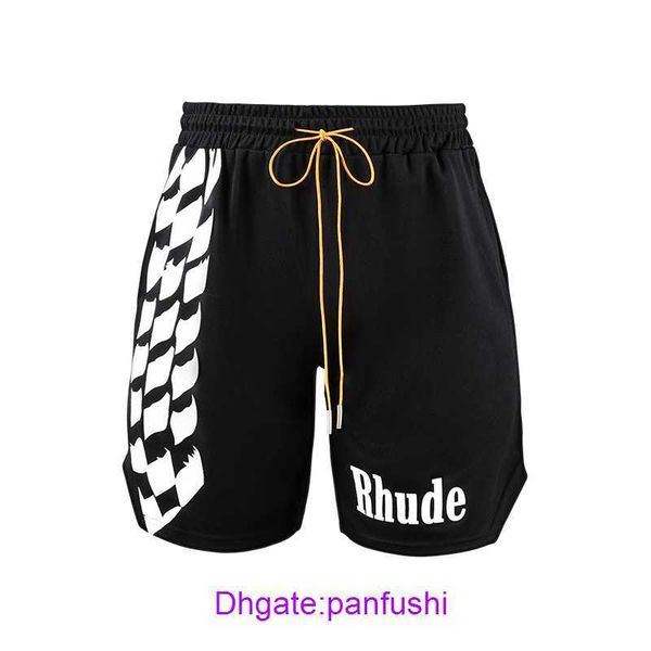 

wholesale designer rhude sport shorts for sale american fashion brand rhude black and white checkerboard mens womens casual high street draw, White;black