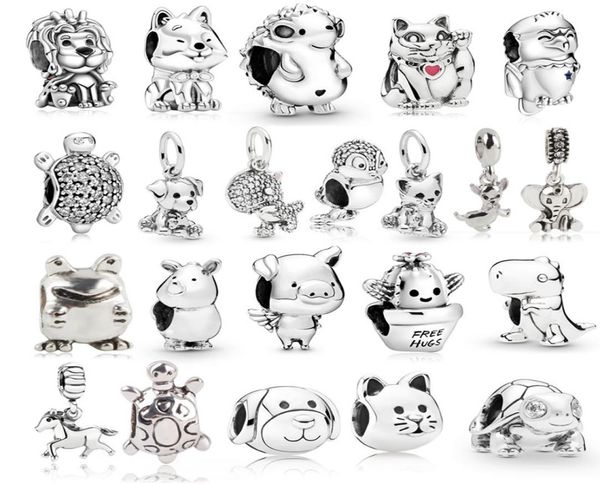 

crystal silver plated animal lucky cat dog charm fit pandroa bracelet necklace diy beads women fashion jewelry8372849, Black