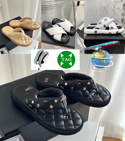 

designer pool pillow women sandals channel slipper platform slippers womens mulesliders slide summer slipper beach slides flip flops 35-40, Black