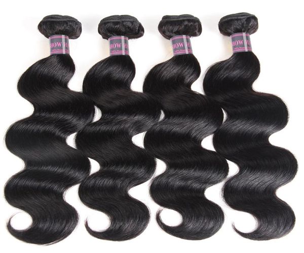 

2021 4pcs lot brazilian virgin hair extensions body wave hair weave whole human hair bundles wefts for women all ages natural6236926, Black