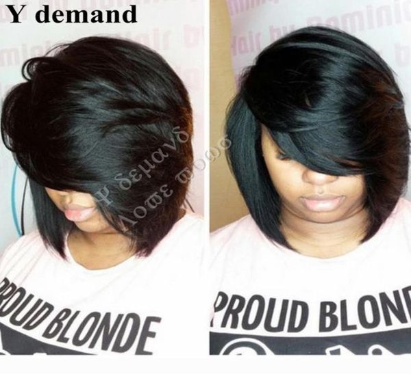 

classic fashion 1pc short bob black natural straight wigs synthetic for african american black women kanekalon fiber u part wig3030828
