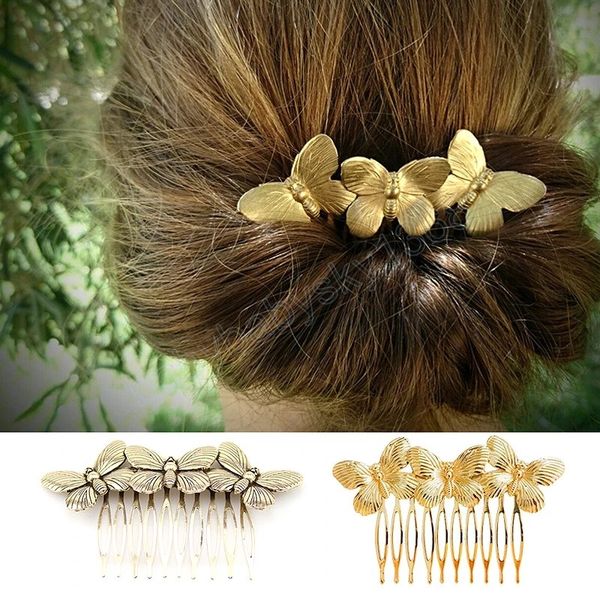 

korean butterfly hair combs hair accessories for women girls fashion vintage butterfly wedding bridal hair pins jewelry gift, Slivery;white
