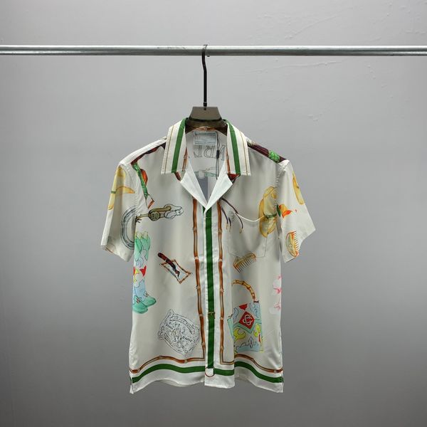 

summer designer shirt mens button up shirts print bowling shirt hawaii floral casual shirts men breathable slim fit short sleeve dress hawai, White;black