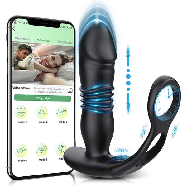 

toy massager app control telescopic prostate massager butt plug anal vibrator toys for men ass dildo bluetooth buttplug 9 modes