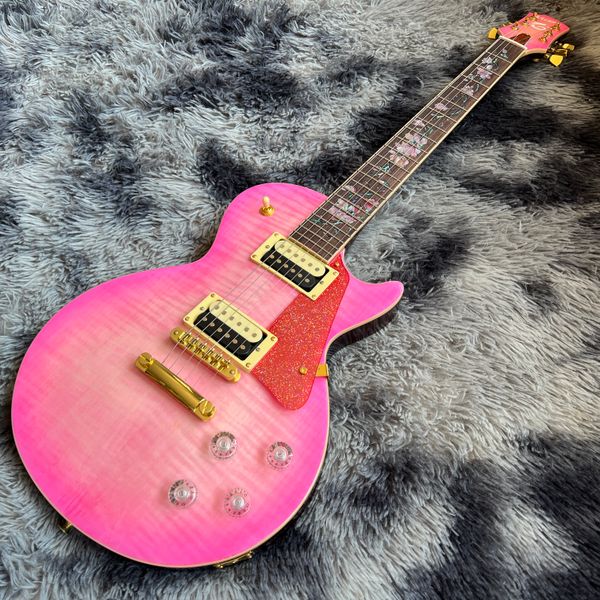 

new arrival custom electric guitar peach color tiger flame pickups