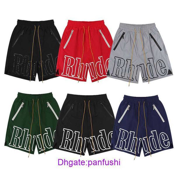 

rhude shorts wholesale designer for sale classic letter printed shorts rhude american street high loose basketball men and women's capr, White;black
