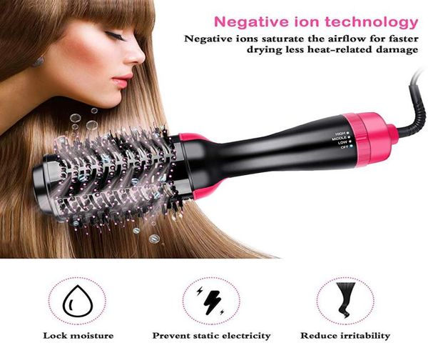 

one step hair dryer blow electric air brush rotate hair volumizing fluffy styler ionic comb hair straightening curling irons1977885