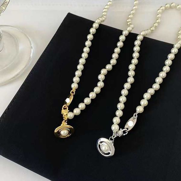 

empress dowager xi's new colorful enamel 3d saturn pearl necklace women's fashion design network red accessories, Silver