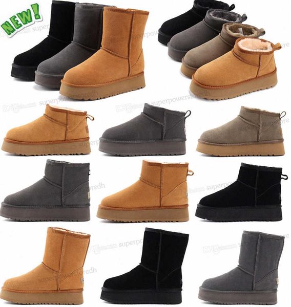 

boots ugglies boots classic mini platform designer women men snow real leather thick bottom brown australia australian booties winter advanc, Black