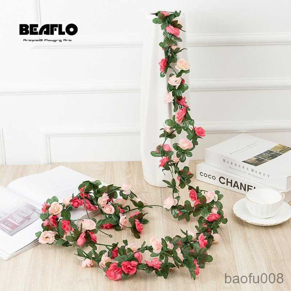 

sachet bags 2.2m artificial rose flowers rattan autumn small peony string decor silk fake garland for wedding home l garden decoration r2306