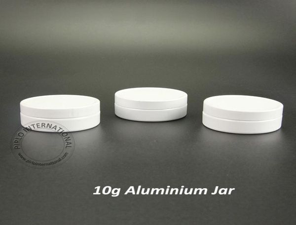 

50pcs 3915mm 10g mini aluminium white jars travel portable empty sample container podwer box cosmetic metal tins6067417