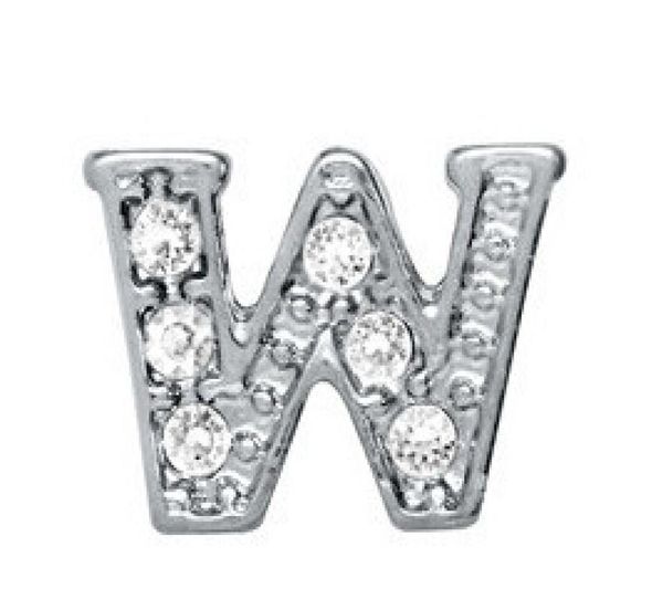 

new 20pcslot rhinestone silver alphabet letter quot w quot for glass living floating charm locket jewelry pendant2808415, Bronze;silver