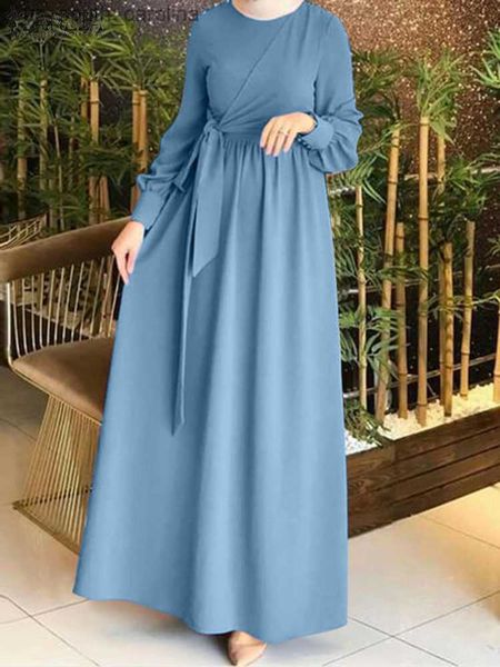 

2023 zanzea elegant turkey abaya dress women muslim oversized loose solid sundress casual holiday long sleeve kaftan vestidos, Black;gray