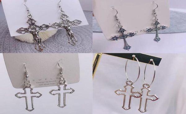 

fashion gothic hollow cross drop dangle charm earrings punk pendant faith christianity crucifix jewelry for cool women girl hipho7476428, Golden