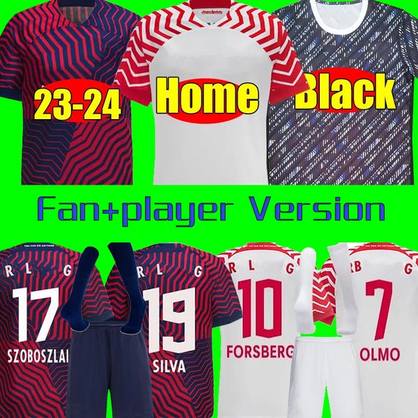 

2023 2024 rbl leipziges soccer jerseys fans player version silva szoboszlai poulsen angelino nkunku adams olmo kluivert haidara men kids kit, Black;yellow