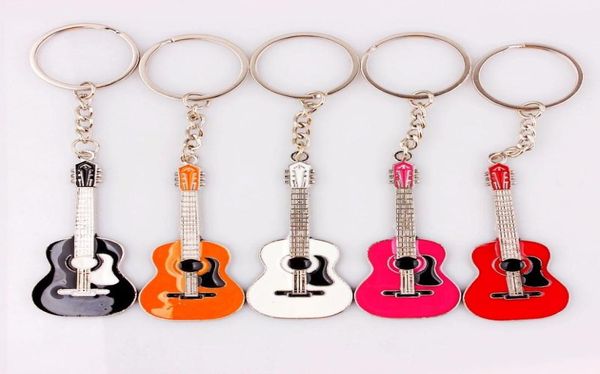 

new classic guitar silver pendant keychain alloy car key ring musical men women charms gifts jewelry bulk 10pcs7363545, Slivery;golden