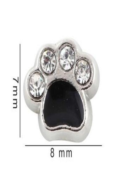 

78mm crystal enamel black dog paw floating locket charms fit for glass magnetic memory locket pendant6028467, Bronze;silver