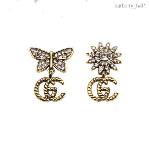 

sunflower 18k gold plated luxury brand designers letters stud earrings classical geometric women 925 silver crystal rhinestone earring weddi, Golden