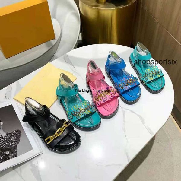 

chain sandals women flat comfortable beach outdoor shoes fashion hollow out platform ladies casual bom dia mule slipper patent canvas rubber, Black