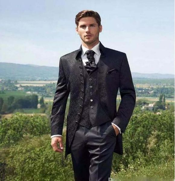 

custom made black groom tuxedos groomsmen men wedding tuxedos dinner wedding formal prom suits jacketpantsvesttie3402243, Black;gray