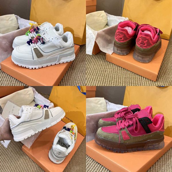 

2023 designer sneakers womens trainer shoes maxi rose red white classic vintage platform trainers denim monograms old flowers rubber canvas