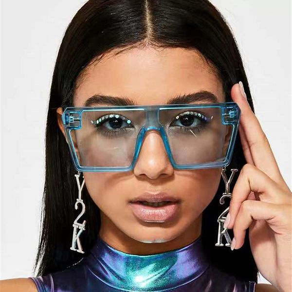 

xaybzc oversized square sunglasses women 2023 luxury brand fashion flat red black clear lens one piece men gafas shade, White;black