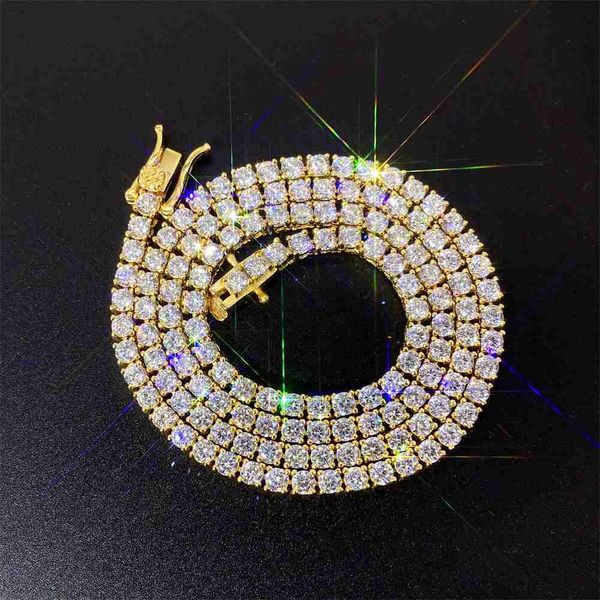 

2023 fashion women necklace 2mm 3mm 4mm solid real gold 10k moissanite tennis chain, Silver