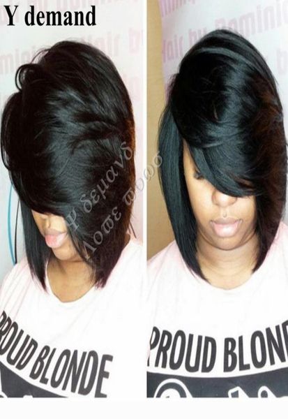 

classic fashion 1pc short bob black natural straight wigs synthetic for african american black women kanekalon fiber u part wig7762280