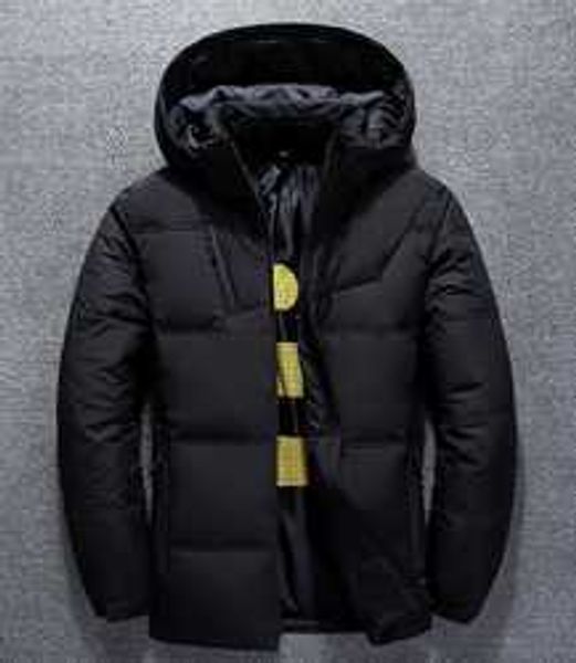 

down coat winter hoodie puffer men lightweight short autumn winter coat warm eiderdown solid color outdoor overalls jacket leq, Black