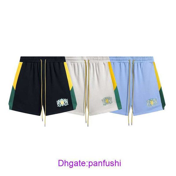 

rhude shorts wholesale designer for sale chaopai rhude embroidery lace up casual color block men's and women's high street beach s, White;black