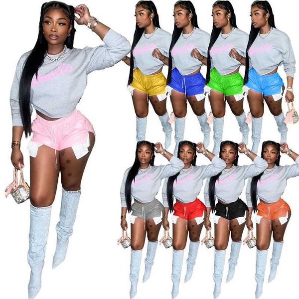 

designer womens pu leather shorts high waist irregular lace up short pants split women versatile cargo, White;black