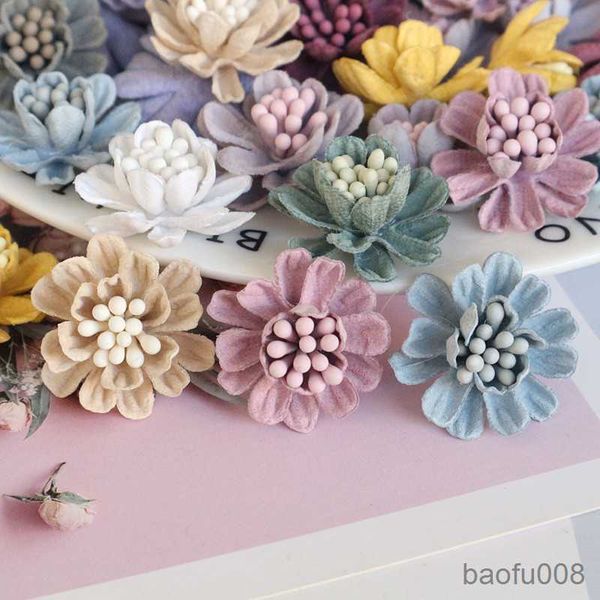 

sachet bags 10pcs/lot colorful artificial flower head for diy accessories clothing hats shoes decoration headdress r230605