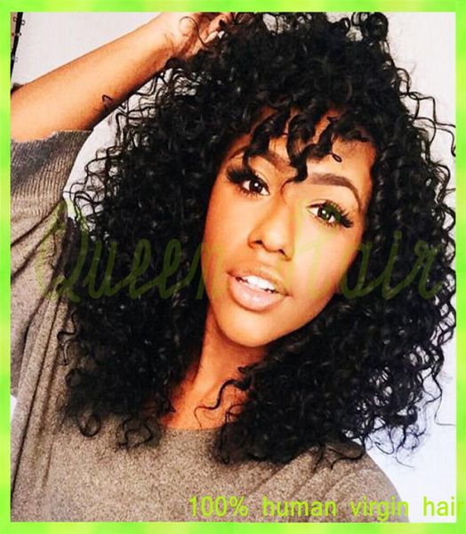 

malaysian lace wig loose wave lace front wig glueless full lace human hair wigs for black women bleached knots with bang2360339, Black;brown