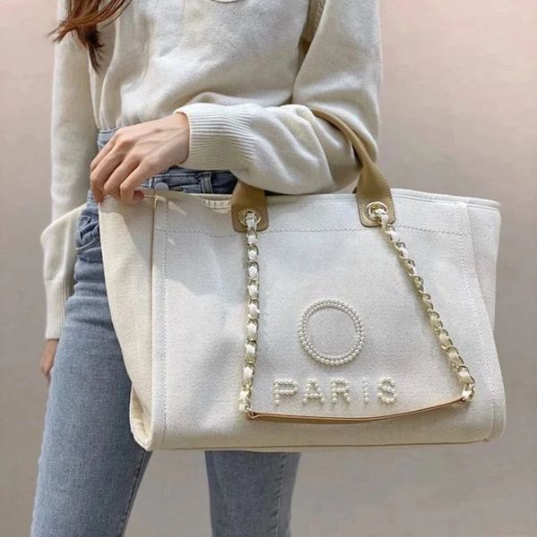 

the tote bags luxury designer bags large grand shopping tote handbags bolso 10a cc pearls canvas cowboy shoulder bags women's fashion d