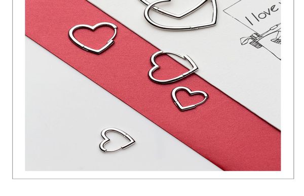 

v379 heart earrings 925 sterling silver hoop geometric ear cuff clip on earring for women girl piercing8524877