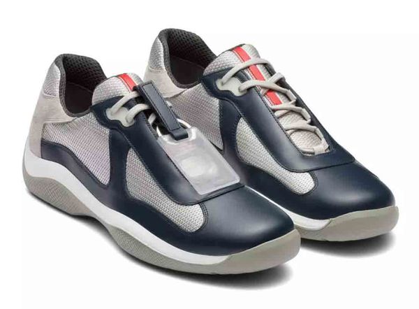 

sports runner casual shoes men designer americas cup matte leather sneaker low- run shoes lace up rubber sole mesh and genuine leather 38-46, Black