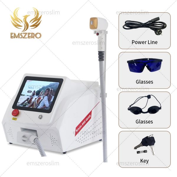 

2000w portable diode laser rf 755 808 1064nm wavelength hair removal machine cooling head painless laser epilator facial body hair, Black