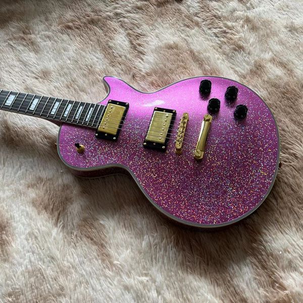 

custom electric guitar purple color 6 tings guitarra mahogany body