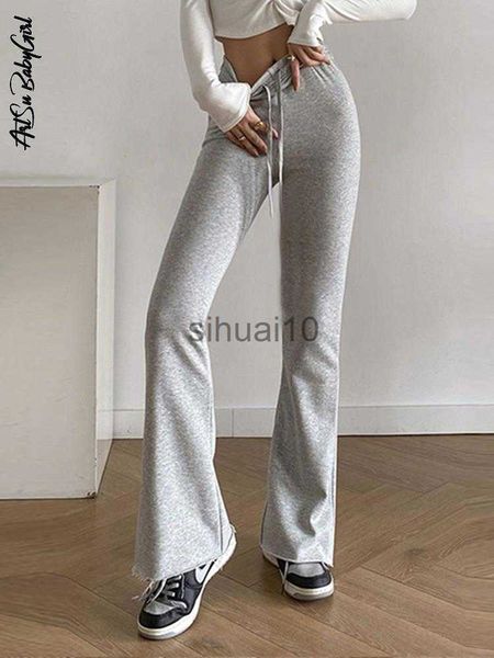 

women's pants capris flared lings women sweatpants tie up elastic high waist pant casual sports gray knit trousers streetwear black tra, Black;white