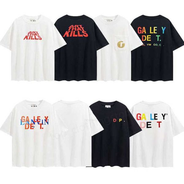 

galleries tee t shirts mens designer women t-shirt short sleeves rainbow letter printed fashion leisure cottons casual clothing size s-xl g, White;black