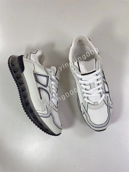 

women mens classics brand designers sneakers camouflage casual shoes stylist shoes designer checkered studded flats mesh fashion trainers202, Black