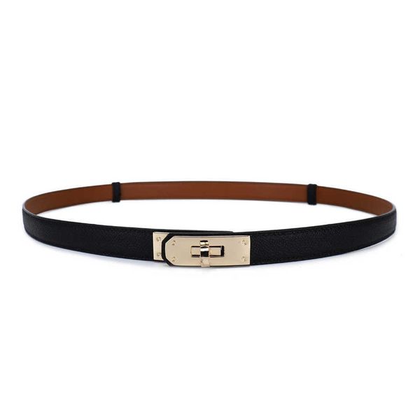 

luxury brand women's thin waist belt 1.8cm wide high-quality h family kelly dress small suit necessary for formal wear, Black;brown