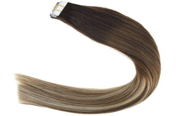 

10a tape in human hair extensions original virgin remy brazilian peruvian indian malaysian skin wefts pu tape hair balayage b6584570, Black