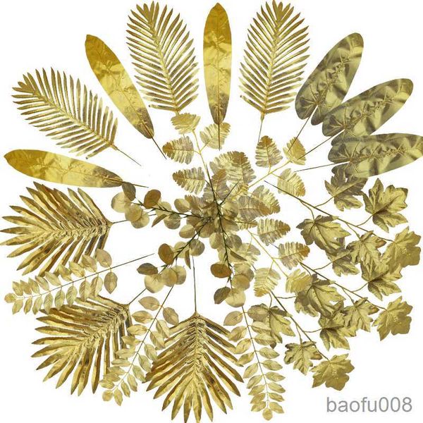 

sachet bags golden home garden fake leaves decor silk artificial plant tropical palm tree leaves wedding event party decorations supplies r2